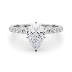 GIA 1.70ct Pear Solitaire with Half Eternity  Diamond Ring