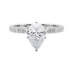 GIA Solitario de pera de 1,70 ct con media eternidad  Anillo de diamantes