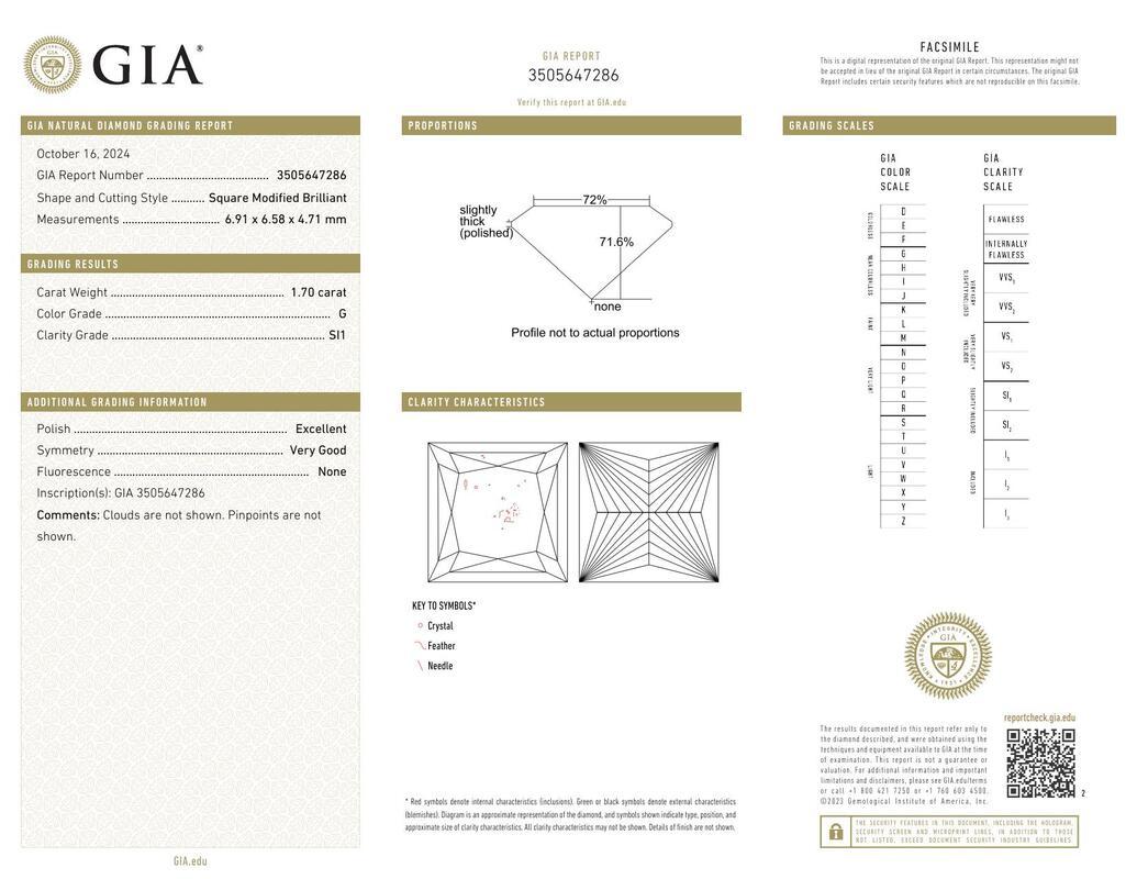 Contemporaneo GIA 1,70ct Princess 3-Stone Past, Present & Future Anello con diamanti in oro bianco 18K in vendita