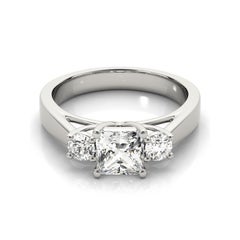 GIA 1.70ct Princess 3-Stone Past, Present & Future 18K White Gold Diamond Ring