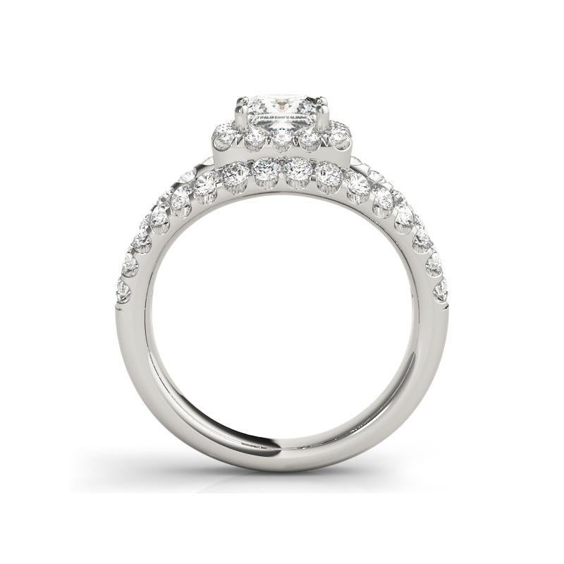 GIA 1,70ct Prinzessin Halo Split Shank Double Band  Diamantring im Zustand „Neu“ im Angebot in New York, NY