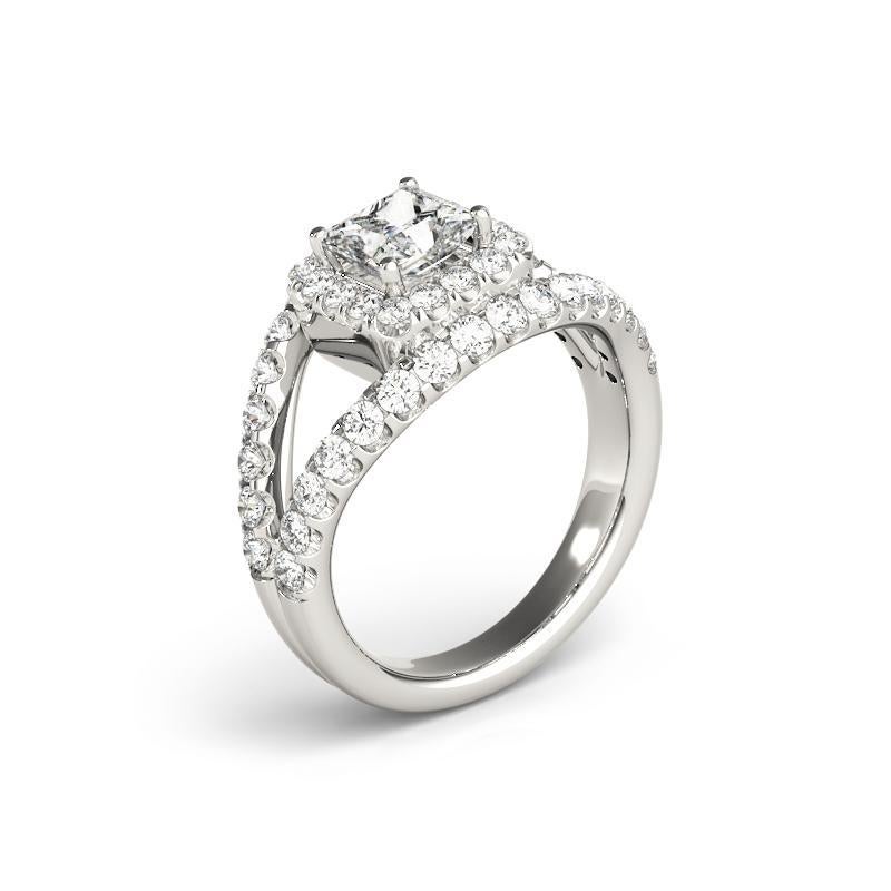 GIA 1,70ct Prinzessin Halo Split Shank Double Band  Diamantring Damen im Angebot