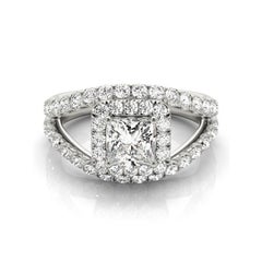 GIA 1.70ct Princess Halo Split Shank Double Band  Bague en diamant