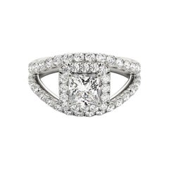 GIA 1,70ct Prinzessin Halo Split Shank Double Band  Diamantring