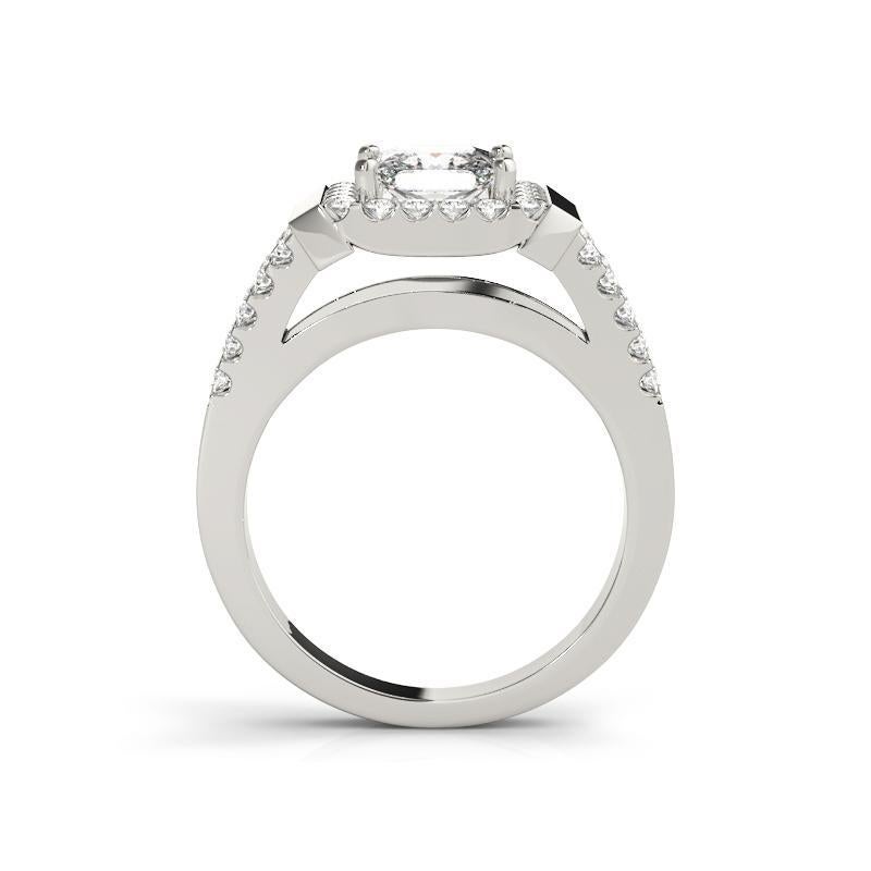 GIA 1,70ct Princess Square Cushion Halo Kathedrale 18K Weißgold Diamantring Damen im Angebot