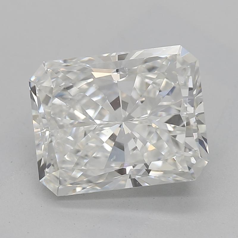 Elevate your jewelry collection with this stunning diamond ring, featuring a captivating radiant center stone weighing 1.70 and graded H with SI1. The meticulously crafted raised basket setting showcases the brilliance of the diamond, elegantly