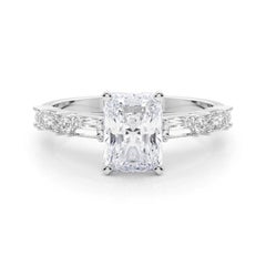 GIA 1,70ct Radiant Rund & Baguette Kanal Band  Diamantring