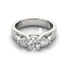 GIA 1.70ct Round 3-Stone Beveled Band Cathedral  Bague en diamant