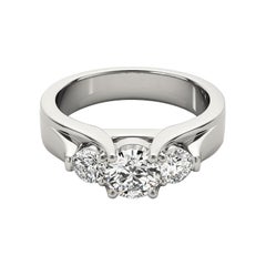 GIA 1.70ct Round 3-Stone Beveled Band Cathedral  Bague en diamant