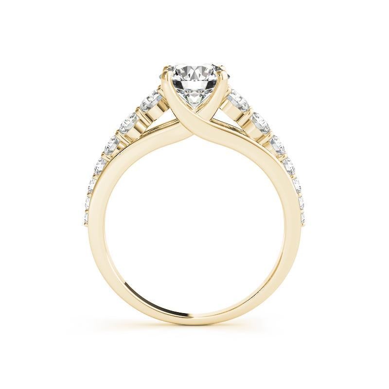 GIA 1.70ct Runder verflochtener Spalier-Diamantring aus Gelbgold (Rundschliff) im Angebot