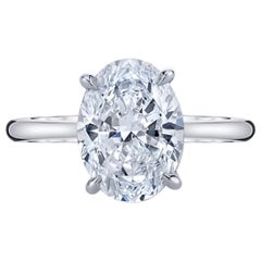 GIA 1.71 Carat Certified D SI1 Oval Cut Diamond Natural Engagement Ring