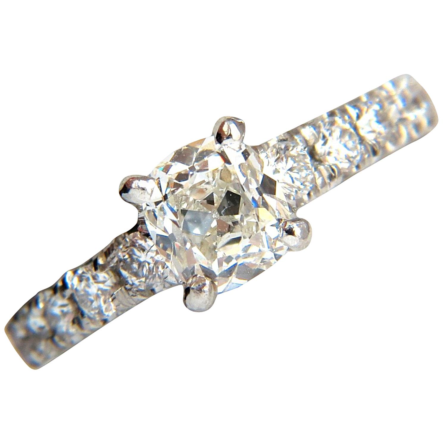 GIA 1.71 Carat Cushion Cut Diamond Ring Platinum I/VS