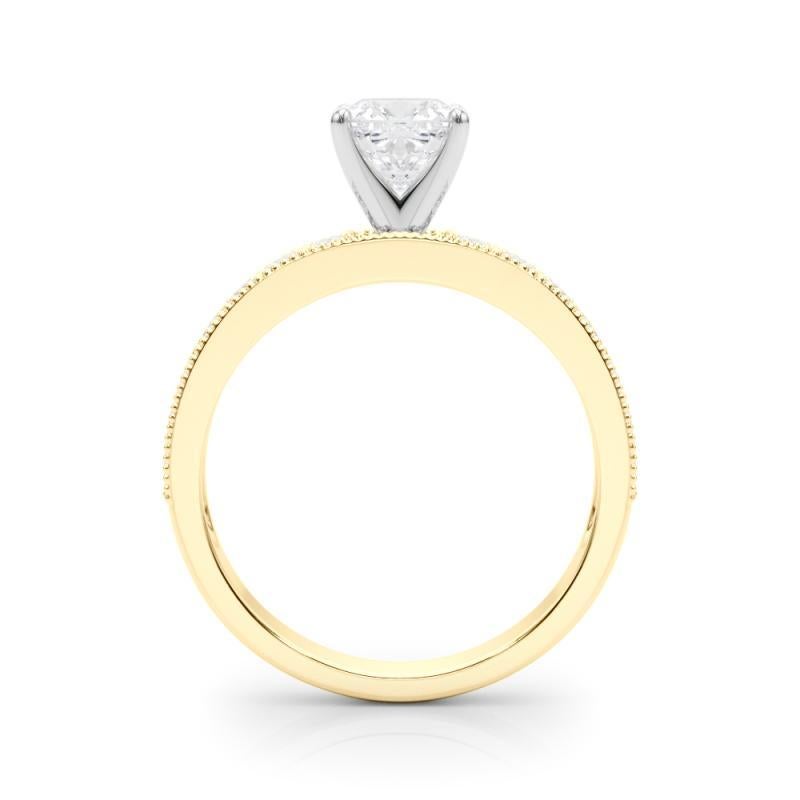 GIA 1,71 Carati Cuscino Vintage con Canale Milgrain Anello con Diamanti in Oro Giallo 18K In condizioni Nuovo in vendita a New York, NY