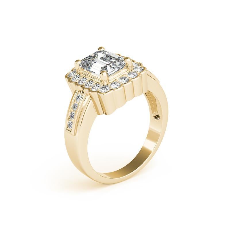 GIA 1,71 Karat Smaragd Spitze Blume Halo Vintage 18K Gelbgold Diamantring Damen im Angebot