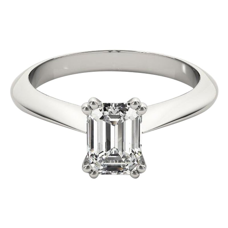 GIA 1,71 Karat Smaragd Solitär Tulpe Dom 18K Weißgold Diamantring