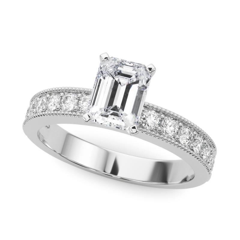 GIA 1,71 Karat Smaragd Vintage Milgrain Channel  Diamantring (Smaragdschliff) im Angebot