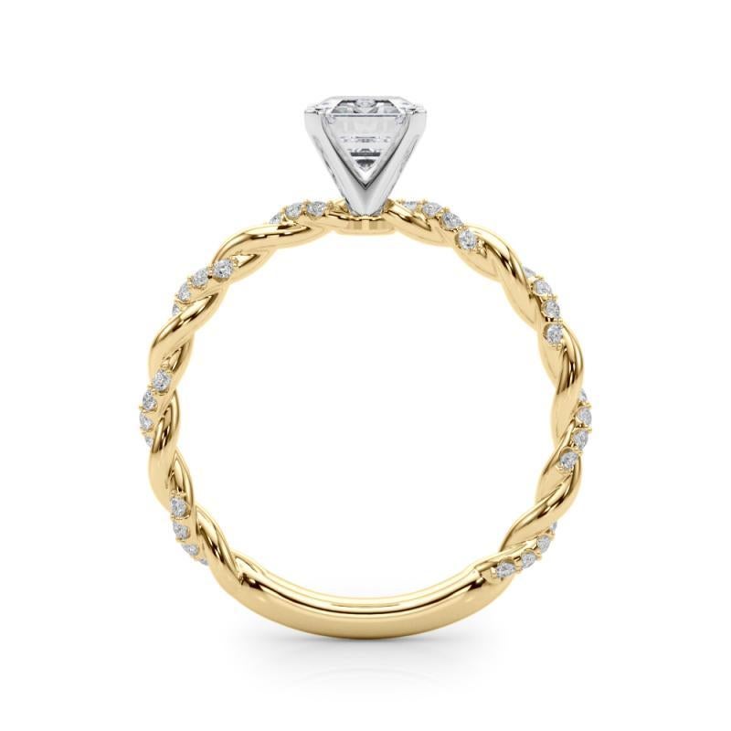 GIA 1,71ct Smaragd Micro Pave verdreht Geflecht Band 18K Gelbgold Diamant Ring im Zustand „Neu“ im Angebot in New York, NY