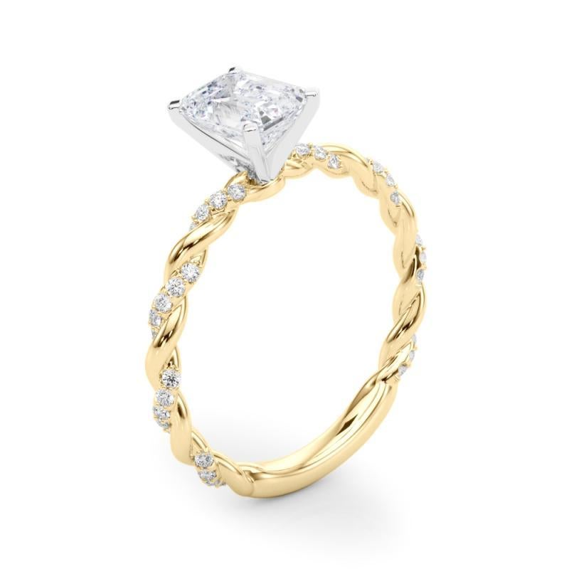 GIA 1,71ct Smaragd Micro Pave verdreht Geflecht Band 18K Gelbgold Diamant Ring im Angebot 1