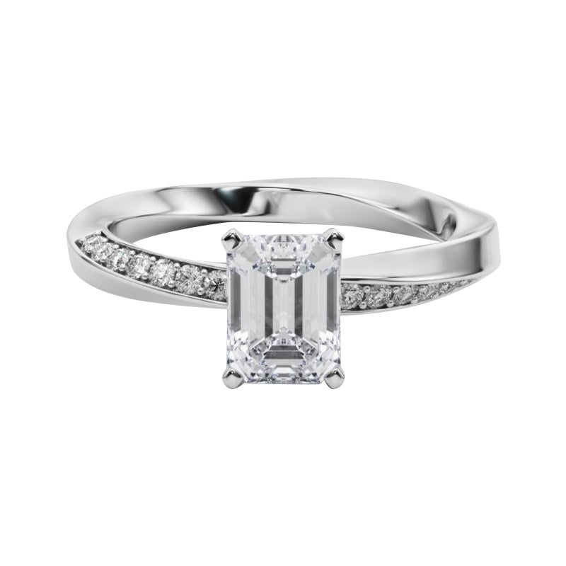 GIA 1.71ct Esmeralda Solitario Anillo Cuadrado Torcido  Anillo de diamantes