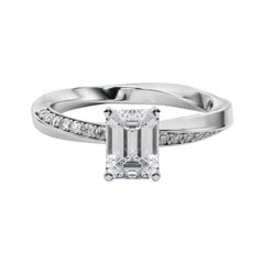 GIA 1.71ct Emerald Solitaire Twisted Square Band  Diamond Ring