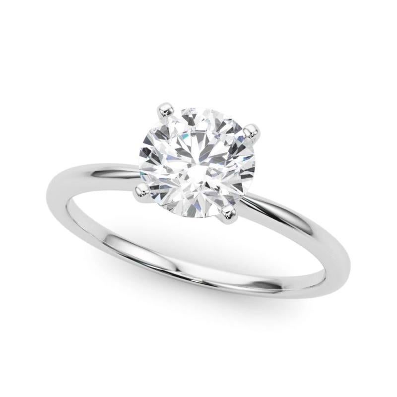 GIA 1.71ct Round Prong Set Solitaire Slim Band  Bague en diamant Pour femmes en vente