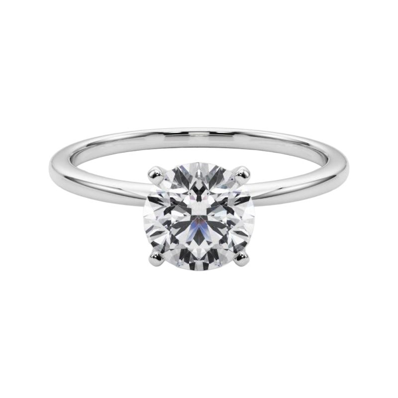 GIA 1.71ct Round Prong Set Solitaire Slim Band  Bague en diamant