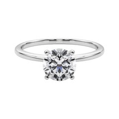 GIA 1.71ct Round Prong Set Solitaire Slim Band  Bague en diamant