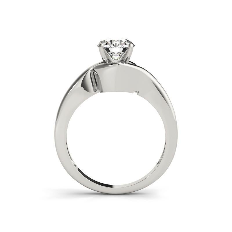 GIA 1.71ct Round Solitaire Contemporary Swirl 18K White Gold Diamond Ring In New Condition For Sale In New York, NY