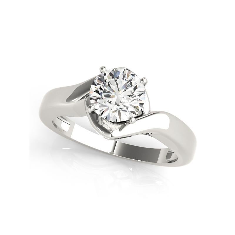 GIA 1,71ct Runder Solitär Contemporary Swirl 18K Weißgold Diamantring