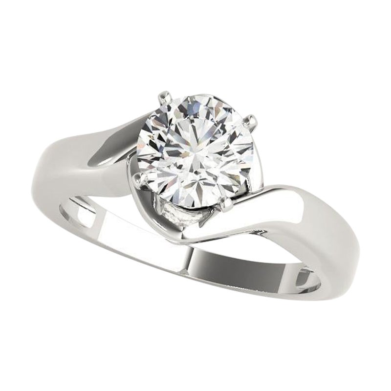 GIA 1,71ct Solitario rotondo contemporaneo Anello con diamante a spirale in oro bianco 18 carati