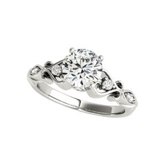 GIA 1,72 Carati Rotondo a Cinque Pietre Antico Scroll  Anello con diamante