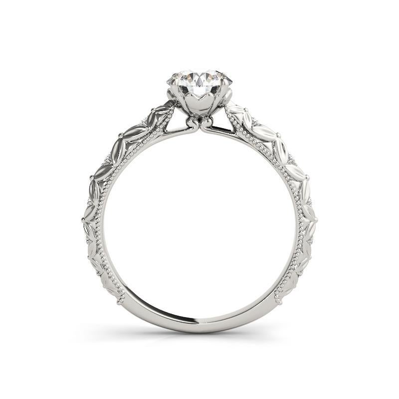 Taglio rotondo GIA 1,72 Carati Solitario Rotondo Flowers in Bloom Anello con Diamante in Oro Bianco 18K in vendita