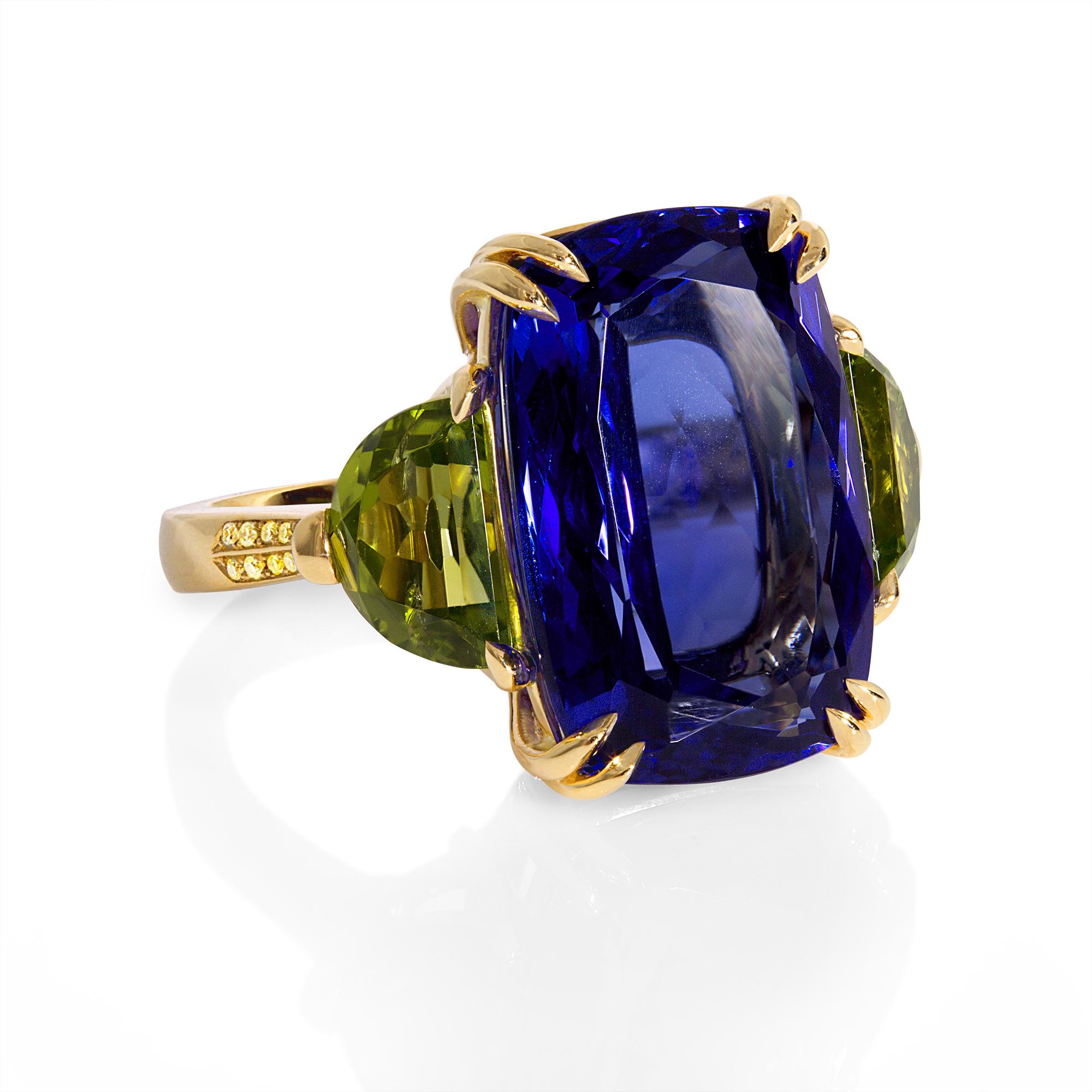 tanzanite and peridot ring