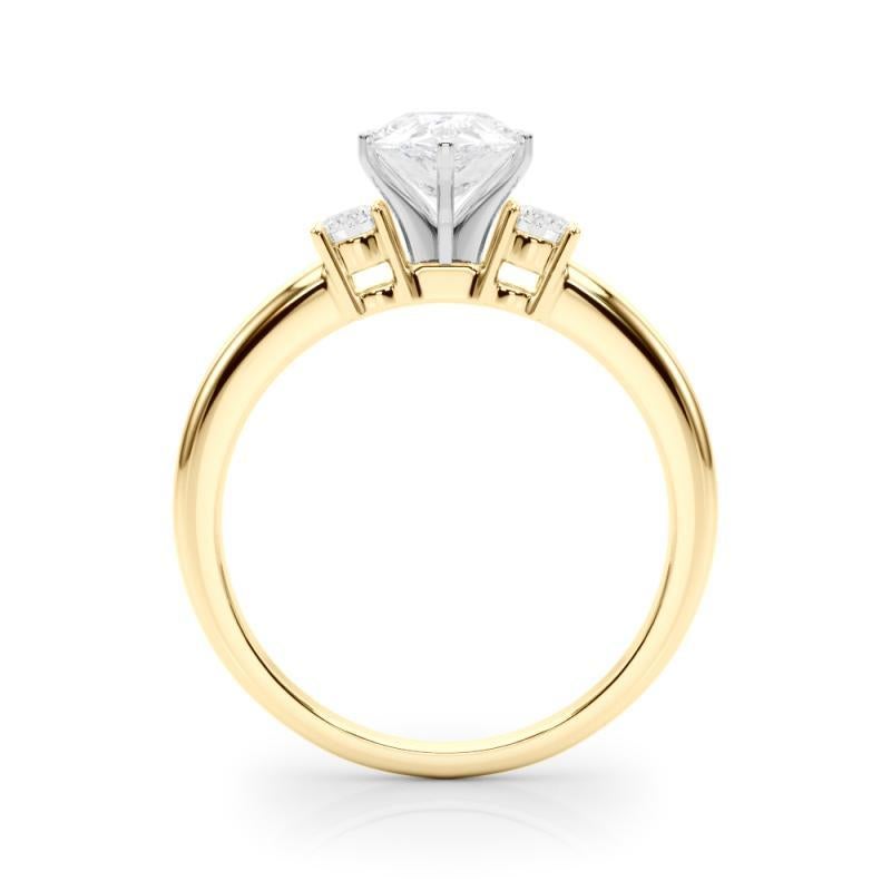 GIA 1,72ct Pear 3-Stone Past, Present & Future Anello con diamanti in oro giallo 18K In condizioni Nuovo in vendita a New York, NY
