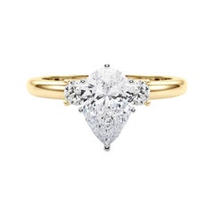GIA 1.72ct Pear 3-Stone Past, Present & Future 18K Yellow Gold Diamond Ring