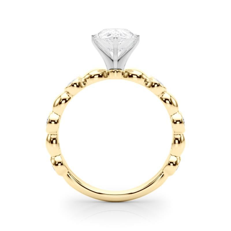 GIA 1.72ct Pear Side Stone Bezel Band Solitaire Yellow Gold Diamond Ring Neuf - En vente à New York, NY