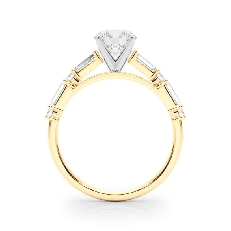 GIA 1,72ct Anello con diamanti tondi e baguette a fascia in oro giallo 18K in vendita 1