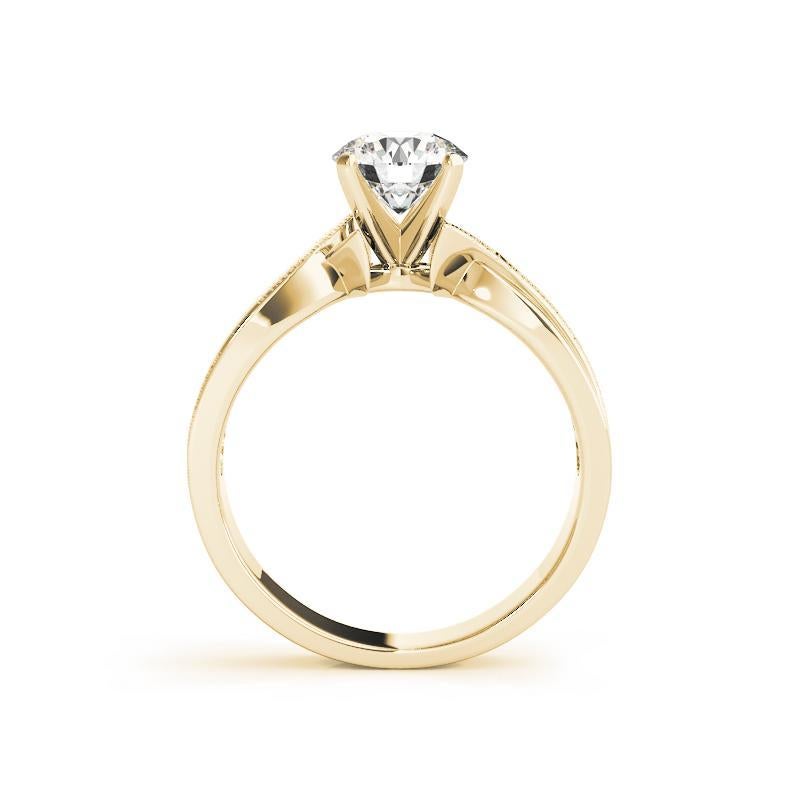 Taglio rotondo GIA 1,72ct Anello con diamante solitario rotondo in oro giallo lucido e spazzolato in vendita