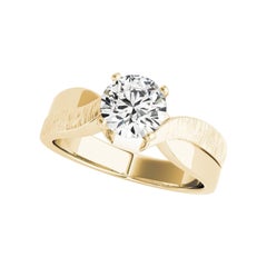 GIA 1.72ct Round Solitaire Bright Shine & Brushed Yellow Gold Diamond Ring