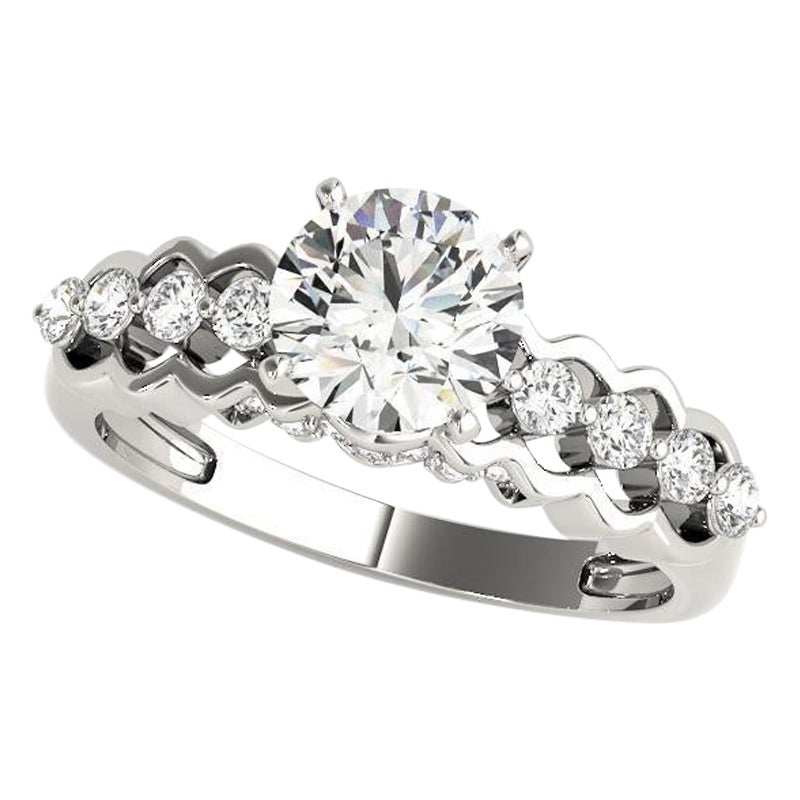 GIA 1,72ct Runde Solitär 
Seite Stein Halo Spitze Kanal Diamantring im Angebot