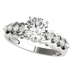GIA 1.72ct Round Solitaire & Side Stone Halo Lace Channel Diamond Ring