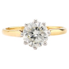 GIA 1,73 Karat runder Diamant im Brillantschliff 18k Gelbgold Verlobungsring
