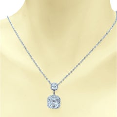 GIA 1.73 Ct F/ VS2  Asscher Cut Diamond Duo Necklace W. 0.43 Ct on the Side