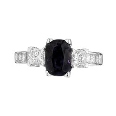 GIA 1.74 Carat Cushion Purple Spinel Diamond Platinum Gold Engagement Ring