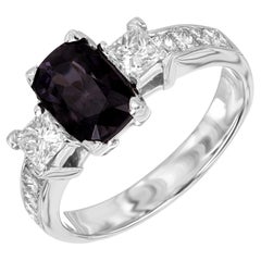 1,74 Karat natürlicher lila Spinell Diamant Platin Gold Verlobungsring
