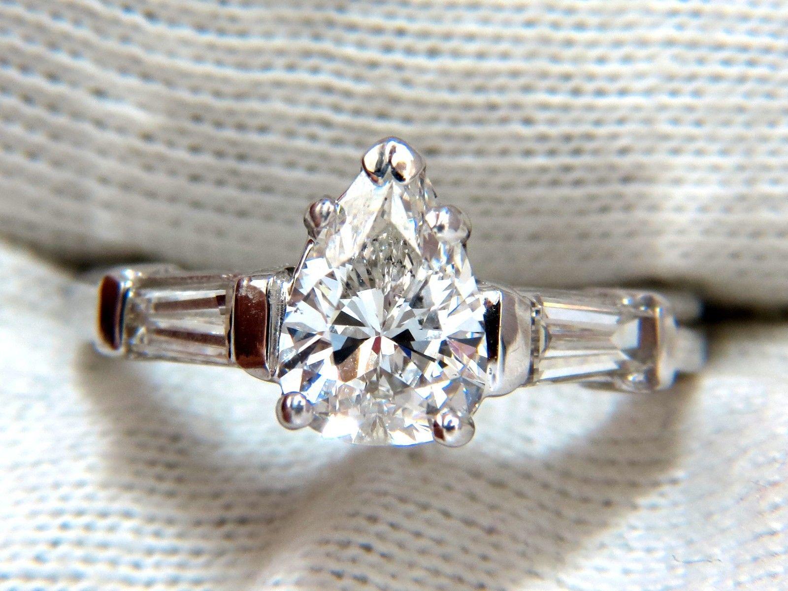 Pear Cut GIA 1.74 Carat Natural Pear Brilliant Diamond Ring Classic Three Engagement For Sale