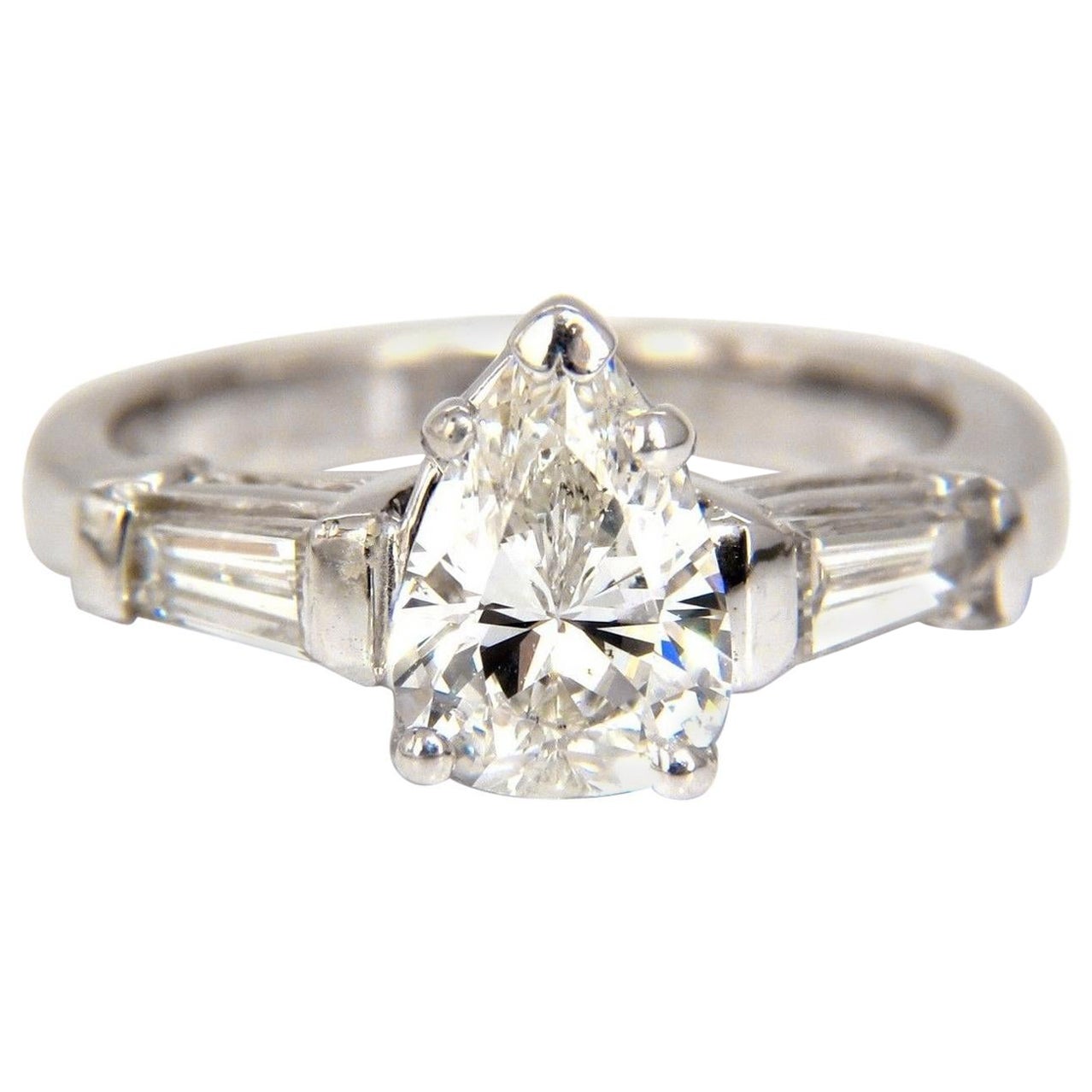 GIA 1.74 Carat Natural Pear Brilliant Diamond Ring Classic Three Engagement*