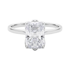 GIA 1.74 Carat Radiant Solitaire Cathedral Tulip 18K White Gold Diamond Ring