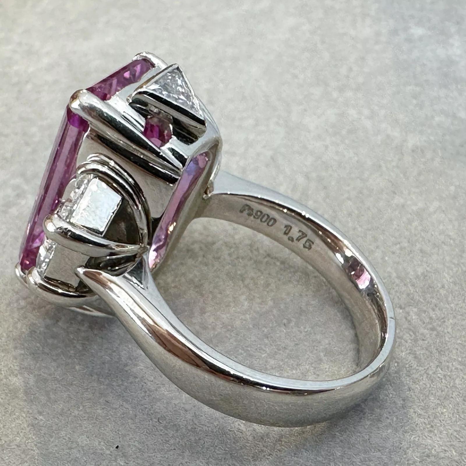 GIA 17.47 carats Pink Topaz and Diamond Ring in Platinum For Sale 5