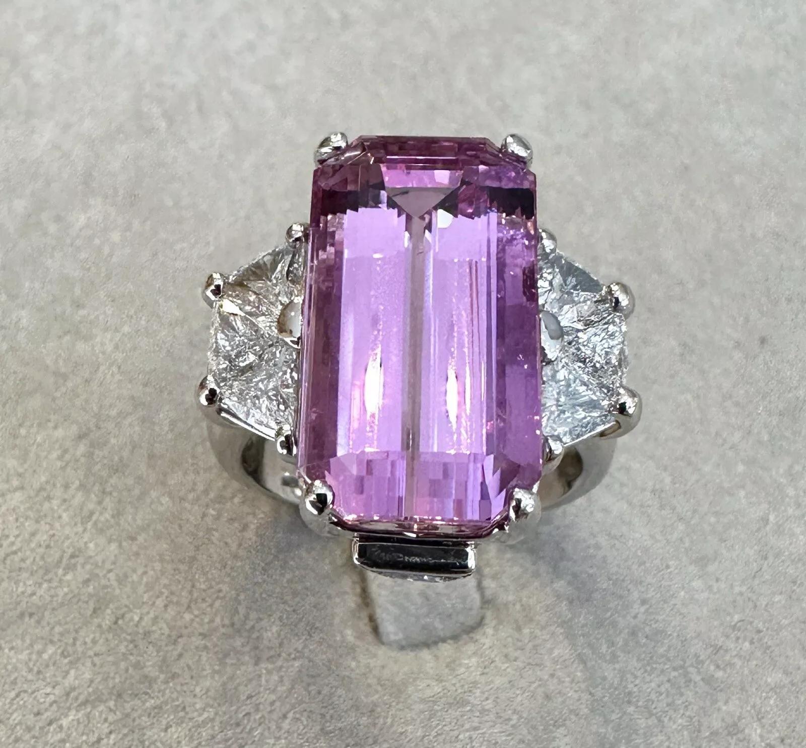 Women's GIA 17.47 carats Pink Topaz and Diamond Ring in Platinum For Sale